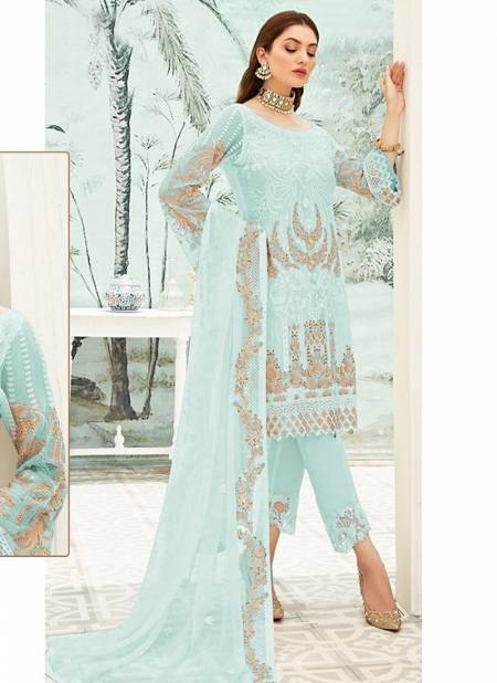 Sky Blue Colour RAMSHA R-489 NX Heavy Festive Wear Designer Pakistani Salwar Suit Collection R-489 C